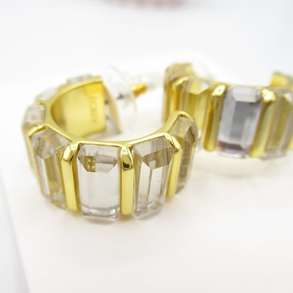 J. Crew Trapezoid Stone Hoop Earrings ASO Meghan Markle - Picture 9 of 9